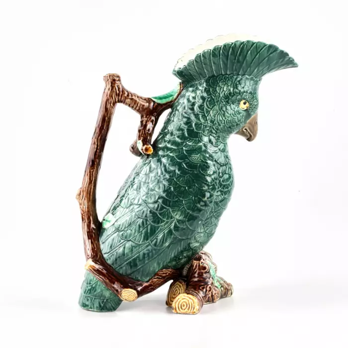 Parrot earthenware jug from the Kuznetsovs Tver factory.