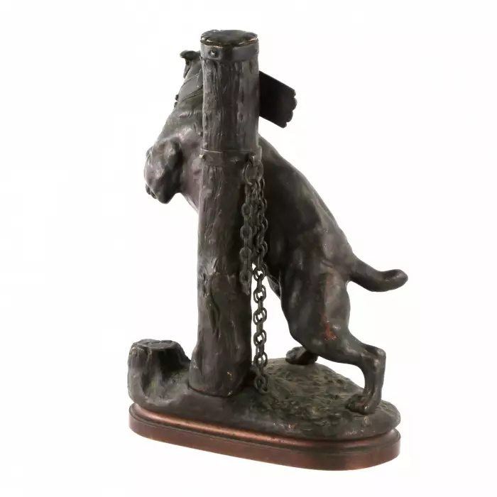 Charles Valton. Mastiff en bronze sur une chaîne. 
