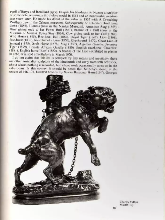 Charles Valton. Mastiff en bronze sur une chaîne. 