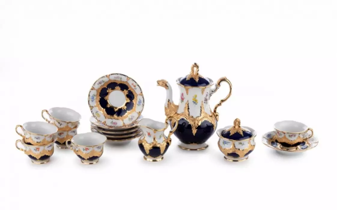 Кофейный фарфоровый сервиз из 15 предметов. Meissen 20 век.