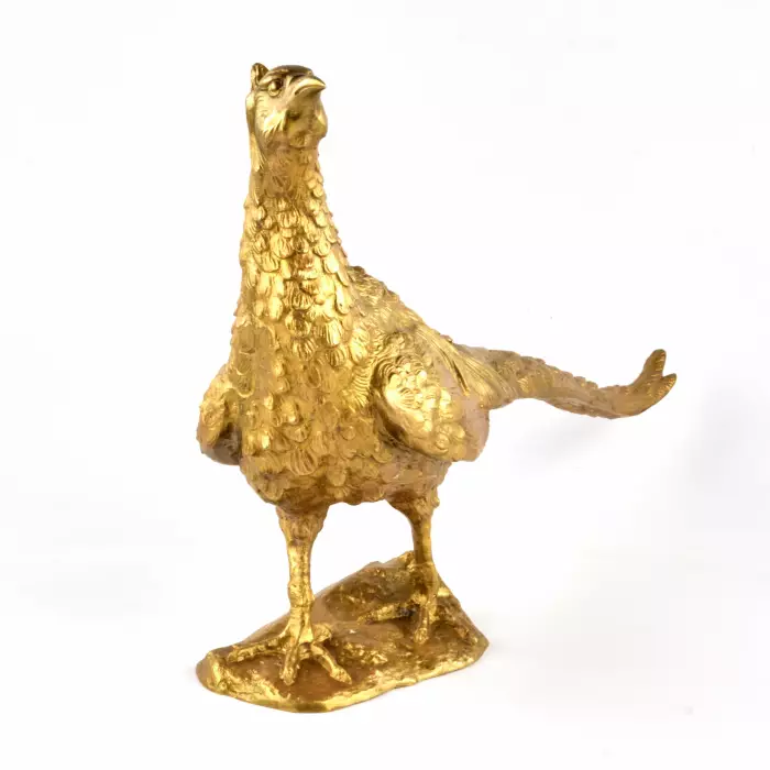 Faisan en bronze dore. 
