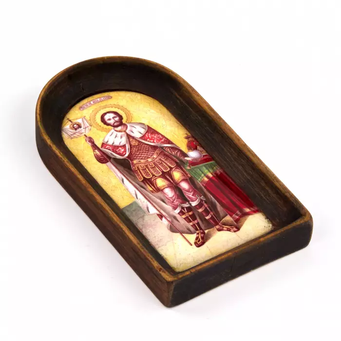Icon of the Holy Blessed Prince Alexander Nevsky on porcelain. 