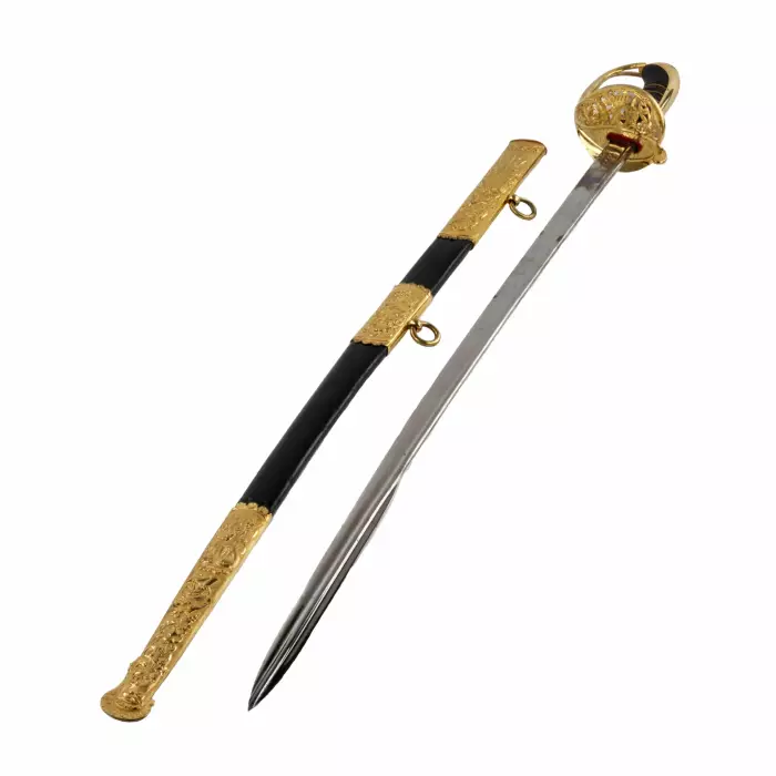 SABRE D`OFFICIER DE LA MARINE ROYALE SUÉDOISE. SUÈDE. SECONDE MOITIÉ DU XIXe SIÈCLE