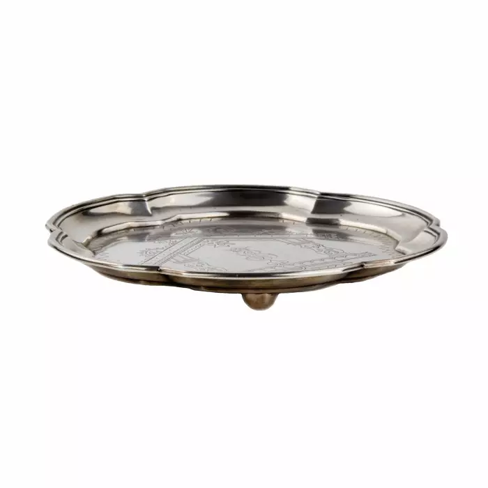 Plateau en argent russe, plat de mariage dIgnatiy Sazikov. 
