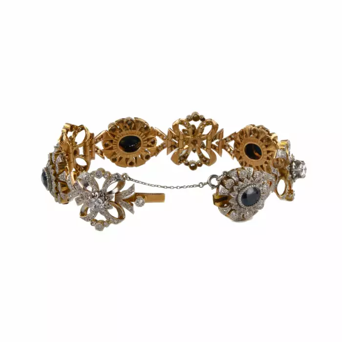 Bracelet en or et platine avec diamants et saphirs 