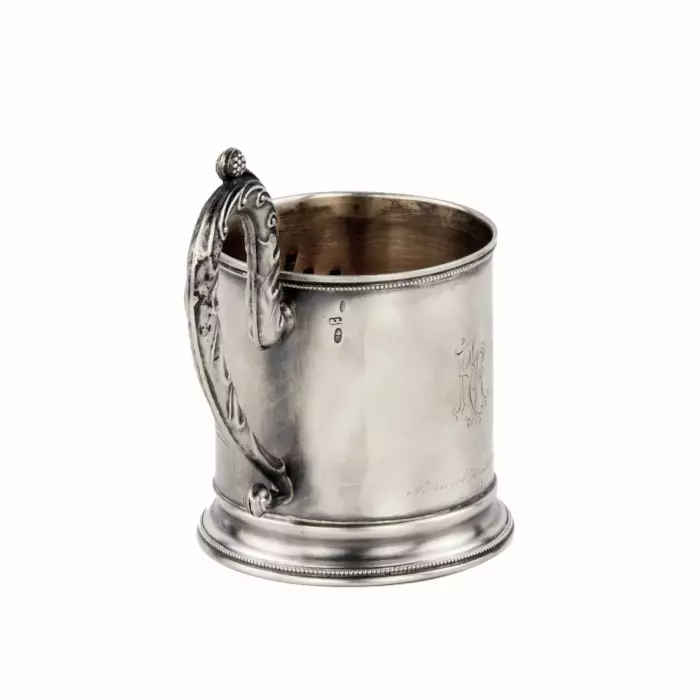 Dessous de verre en argent avec une troïka. Ivan Khlebnikov. 