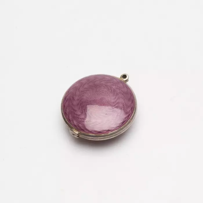 SILVER BEAUTY-PATCH BOX PENDANT WITH GUILLOCHÉ ENAMEL AND MIRROR