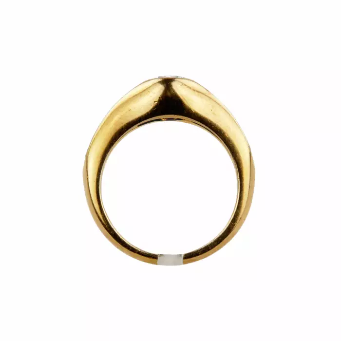Gold ring, 18 carats with diamond, emeralds and rubies. 