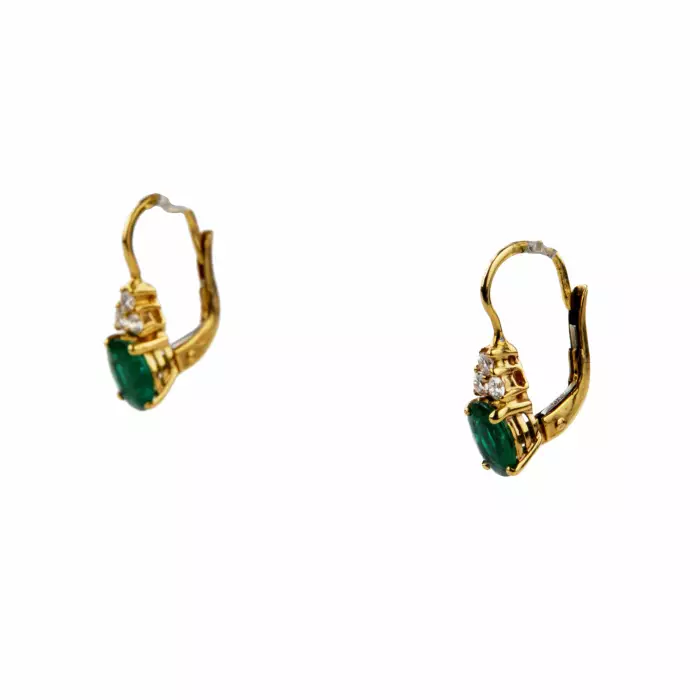 Giorgio Visconti. 18K gold pendant and earrings with emeralds and diamonds.