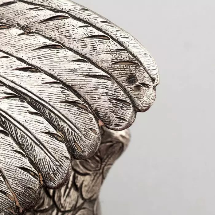 Coq de combat. Statuette en argent. Le Portugal. 