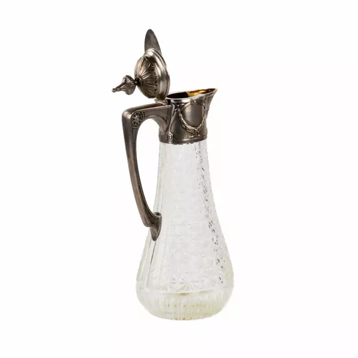 FRENCH CUT-CRYSTAL AND SILVER-MOUNTED EWER. EARLY 20TH CENTURY
