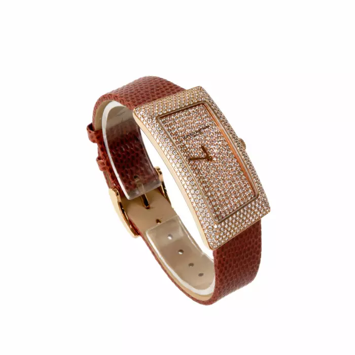 VACHERON CONSTANTIN 1972 GRAND CURVED. MONTRE FEMME EN OR ROSE ET DIAMANTS SUISSE, FIN XXE – DÉBUT XXIE SIÈCLE