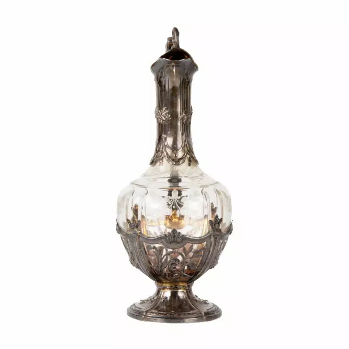 Verseuse en argent français avec verre, epoque Napoleon III. 