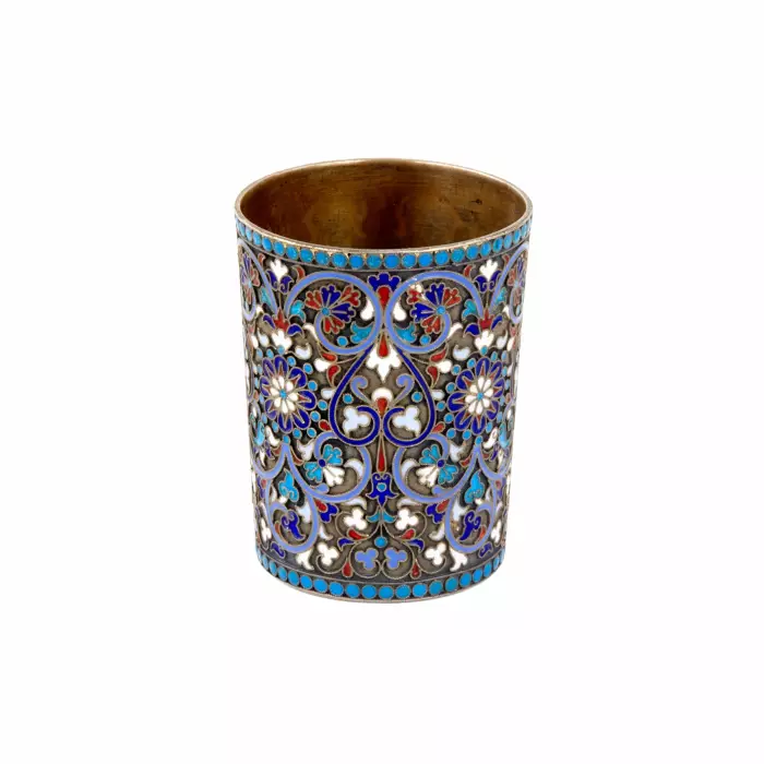 GOBELET EN ARGENT RUSSE À ÉMAIL CLOISONNÉ. GUSTAV KLINGERT  RUSSIE, MOSCOU, 1893