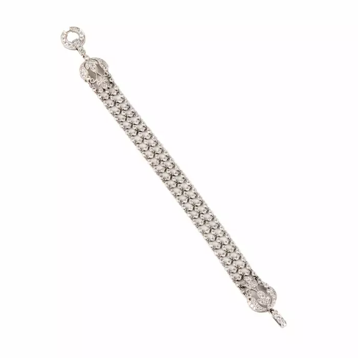 Bracelet elegant en or blanc, en forme de ceinture, avec diamants. 