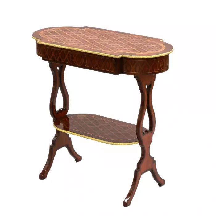 Table de salon en acajou avec marqueterie. 