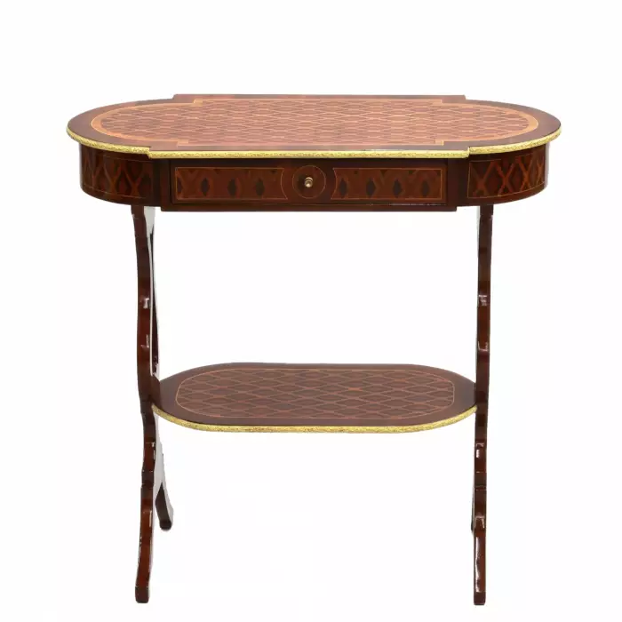 Table de salon en acajou avec marqueterie. 