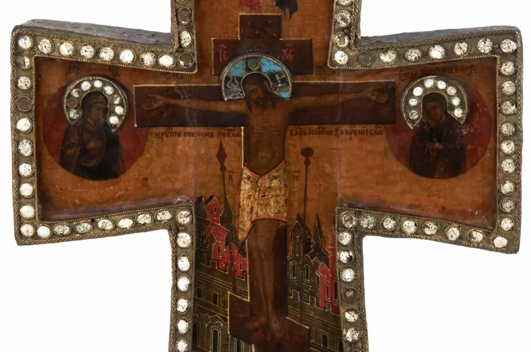 Lantique Crucifixion du Sauveur - Calvaire avec ceux à venir. Russie. Fin XVIIe - debut XVIIIe siècles 