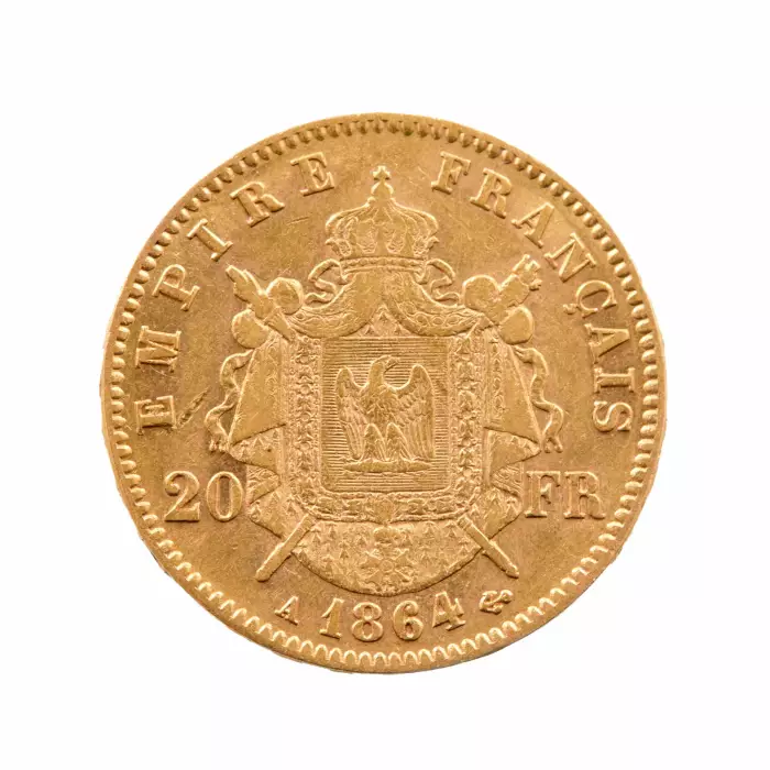 Gold coin, France, 20 francs 1864