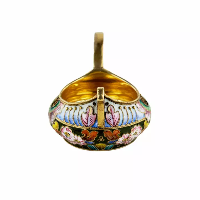 KOVCH EN ARGENT À ÉMAIL PEINT SUR FILIGRANE. 20e ARTEL RUSSIE, MOSCOU, 1908-1917