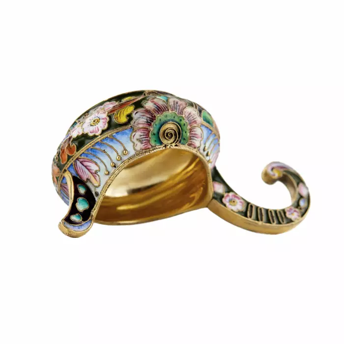 KOVCH EN ARGENT À ÉMAIL PEINT SUR FILIGRANE. 20e ARTEL RUSSIE, MOSCOU, 1908-1917