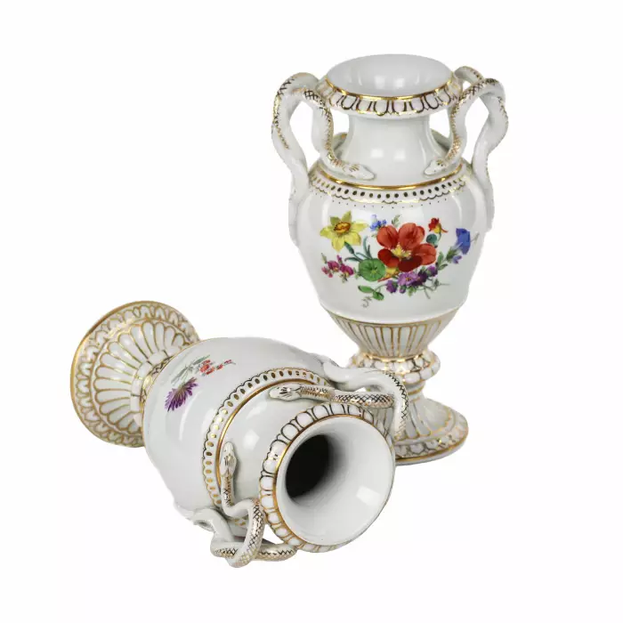 Pair of Meissen porcelain vases. 