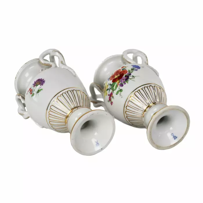 Pair of Meissen porcelain vases. 