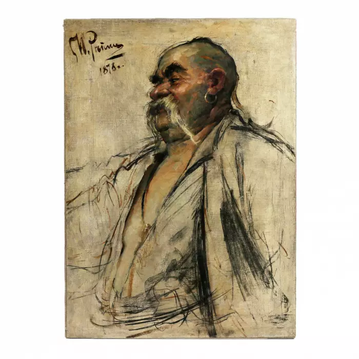 C`est-à-dire Repin. Etude de Taras Bulba pour le tableau - Cosaques ecrivant une lettre au sultan turc. 1878 