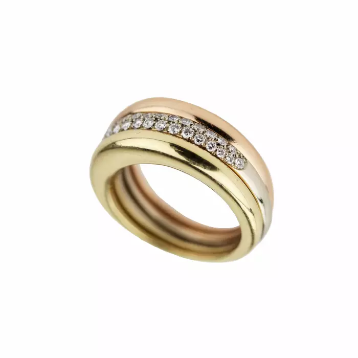 Bague en or avec diamants Cartier Mobilis tricolor dans l`ecrin d`origine. 