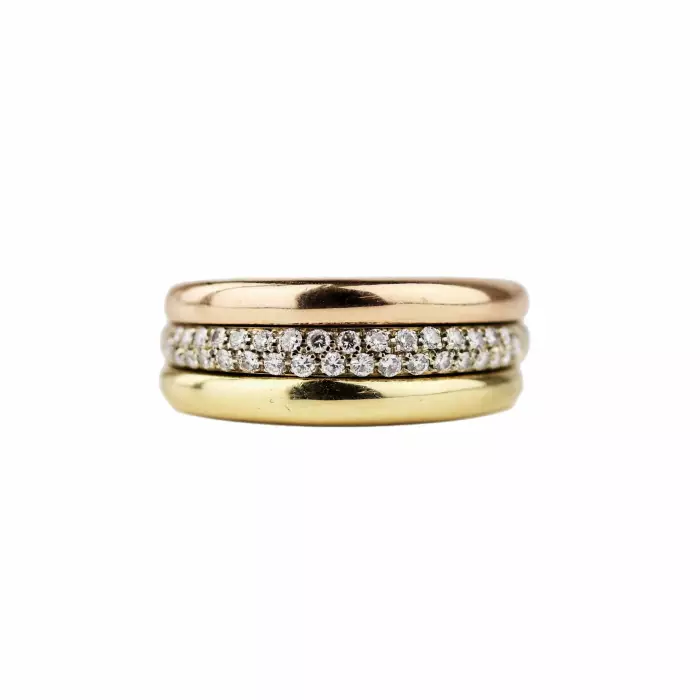 Bague en or avec diamants Cartier Mobilis tricolor dans l`ecrin d`origine. 