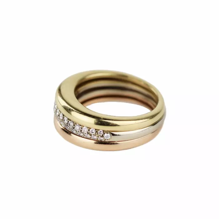Bague en or avec diamants Cartier Mobilis tricolor dans l`ecrin d`origine. 