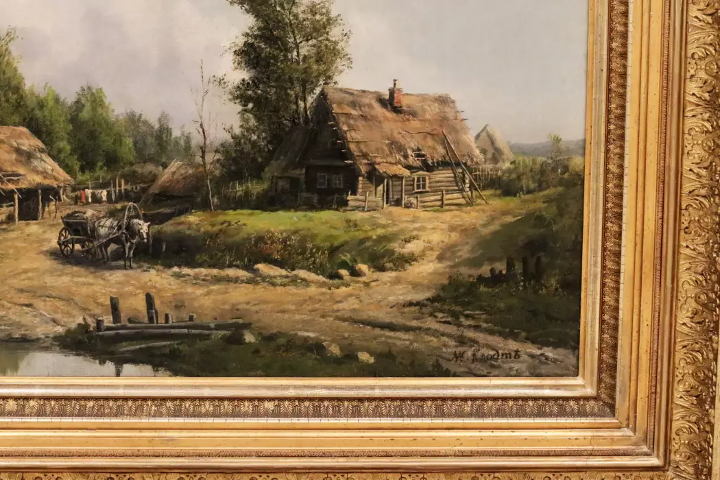 Картина «Сельский пейзаж». Михаил Константинович Клодт (1832-1902).