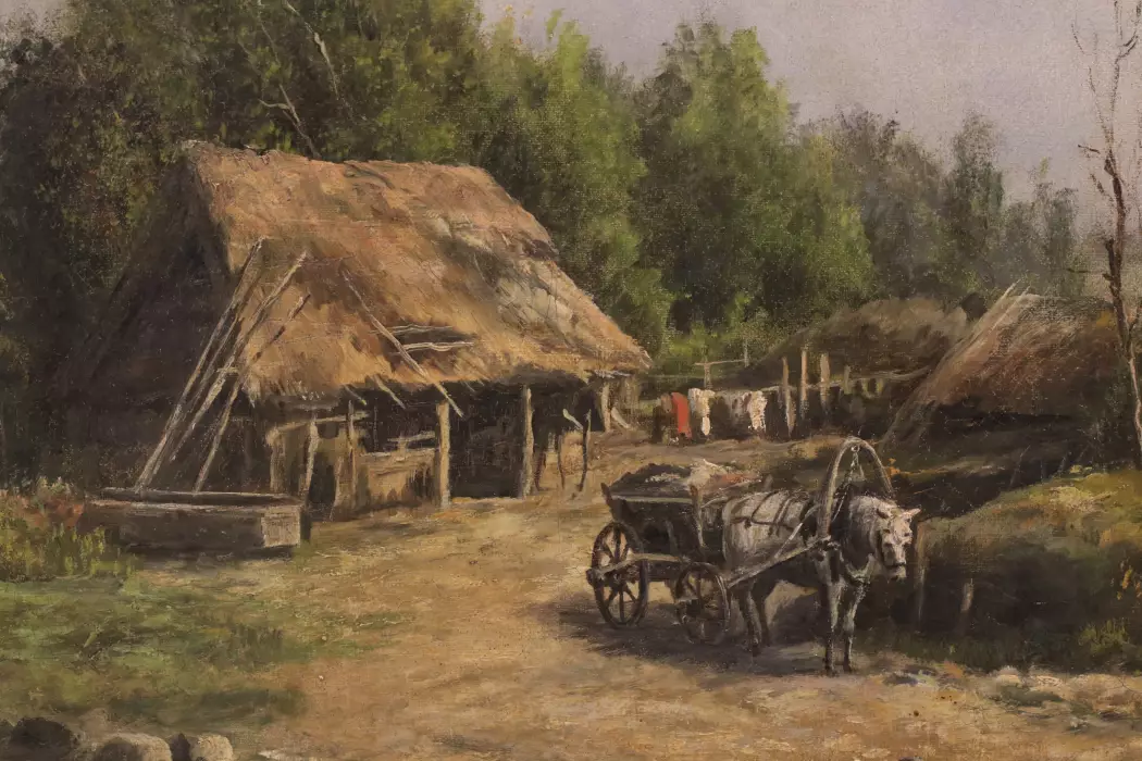 Картина «Сельский пейзаж». Михаил Константинович Клодт (1832-1902).