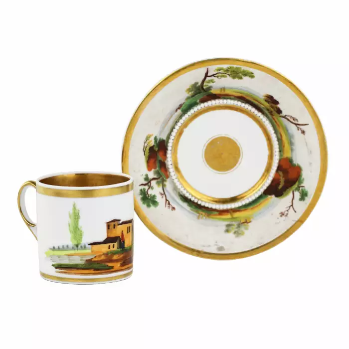 Paire de the en porcelaine de la manufacture Popov. 