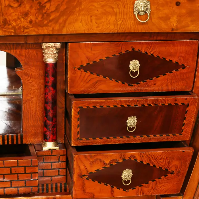 Magnificent secretaire - lyre, in the style of the Viennese Biedermeier. 