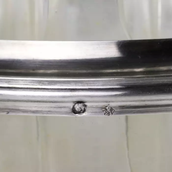 Glass jar with silver rim. France 20th century. 