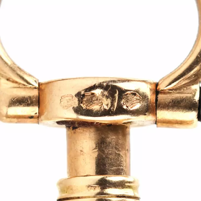 Châtelain avec montre de poche en or, diamants et peinture sur email. France 19ème siècle. 