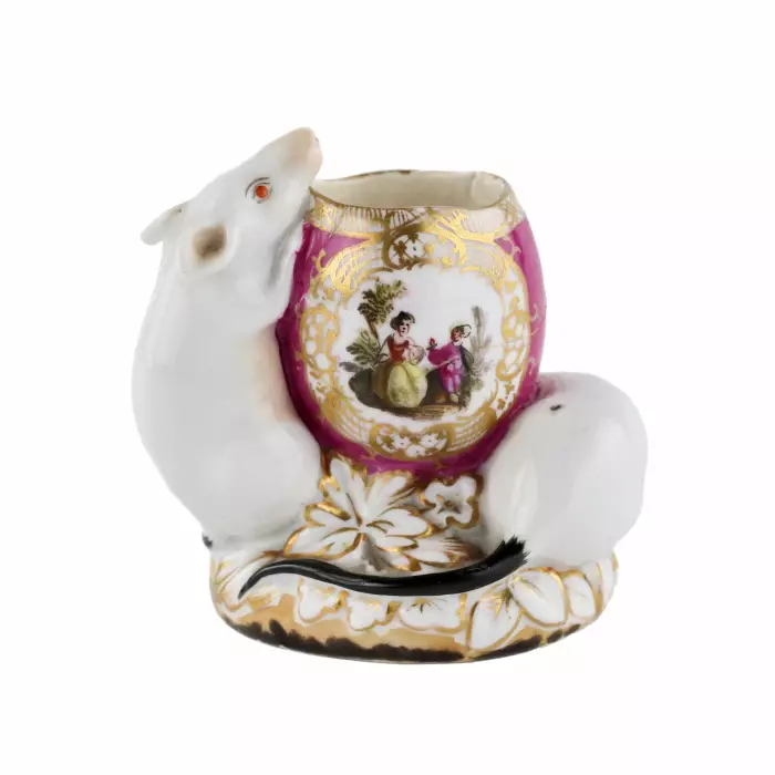Decorative composition with two mice near the egg. KPM, 19th century. 