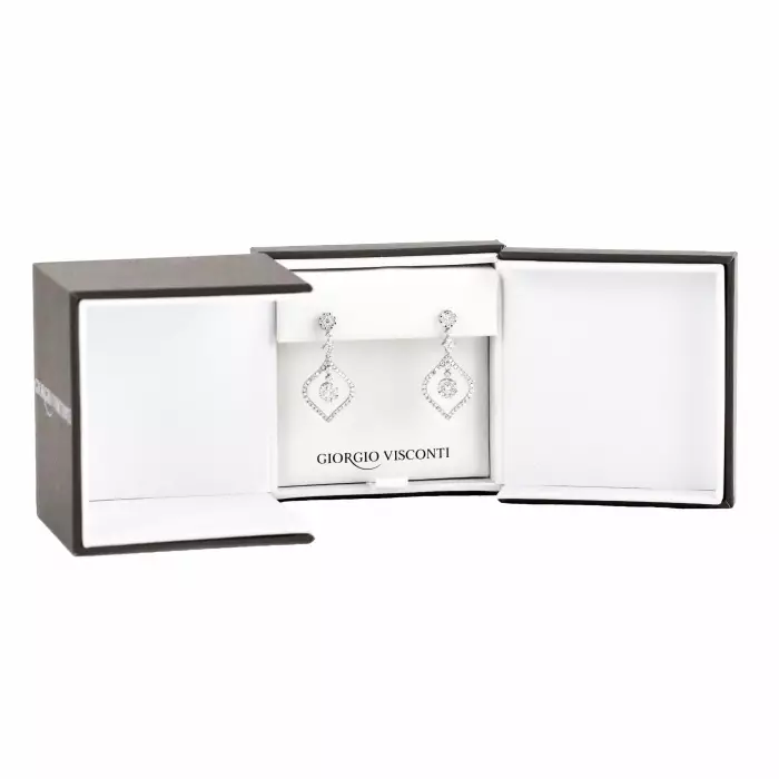 Boucles d`oreilles en or blanc avec diamants. Giorgio Visconti.