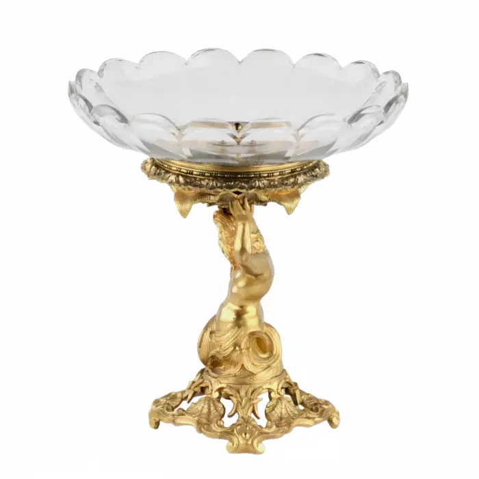 A DECORATIVE GILT-BRONZE AND CRYSTAL FRUIT STAND. FRANCE, CIRCA 1900