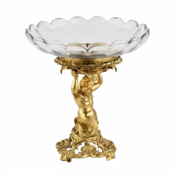 A DECORATIVE GILT-BRONZE AND CRYSTAL FRUIT STAND. FRANCE, CIRCA 1900