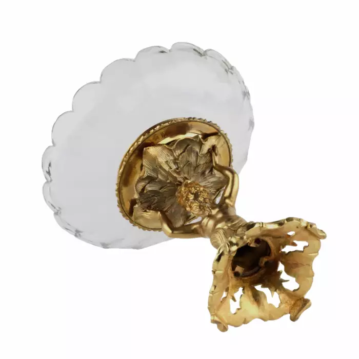A DECORATIVE GILT-BRONZE AND CRYSTAL FRUIT STAND. FRANCE, CIRCA 1900