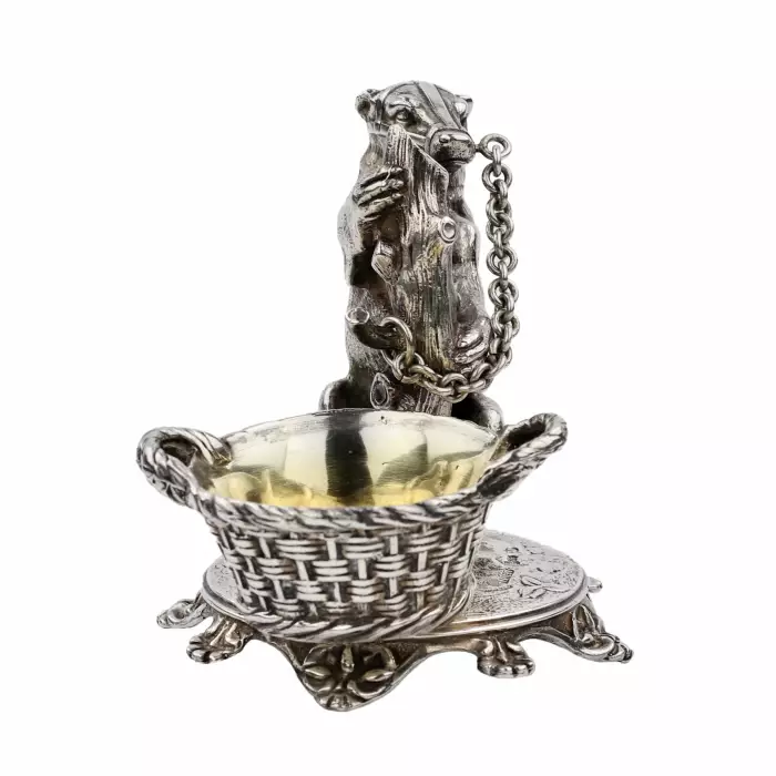 Plein d`esprit, salière en argent avec un ours, atelier Grachev.1889 