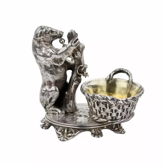 Plein d`esprit, salière en argent avec un ours, atelier Grachev.1889 