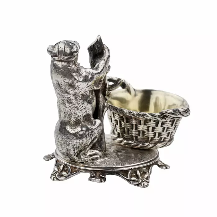 Plein d`esprit, salière en argent avec un ours, atelier Grachev.1889 