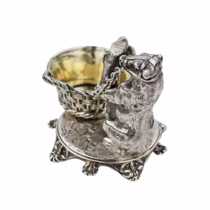 Plein d`esprit, salière en argent avec un ours, atelier Grachev.1889 