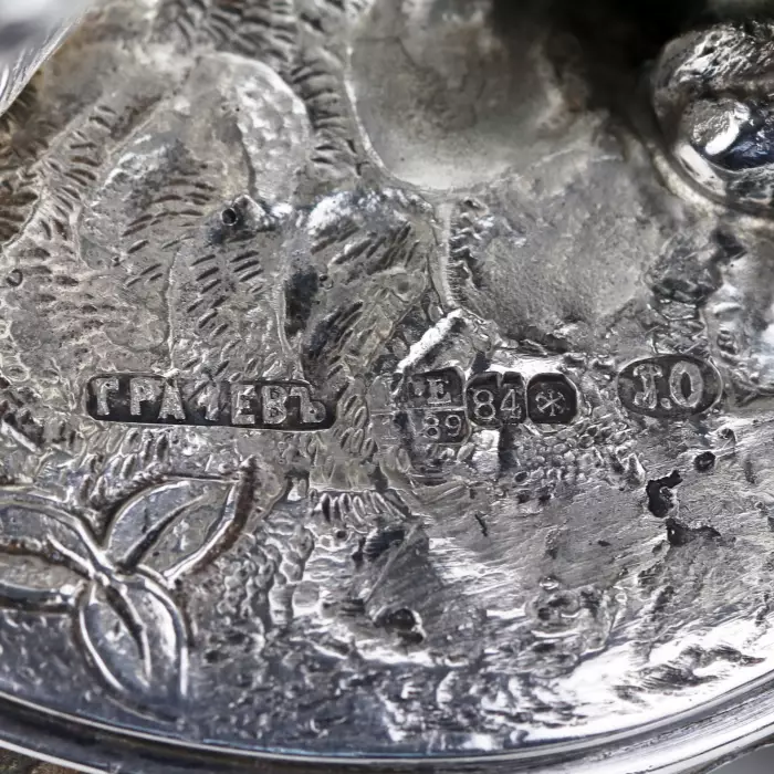 Plein d`esprit, salière en argent avec un ours, atelier Grachev.1889 