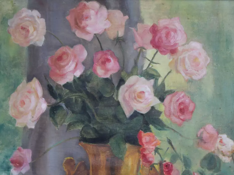 Still life with roses and tulips
