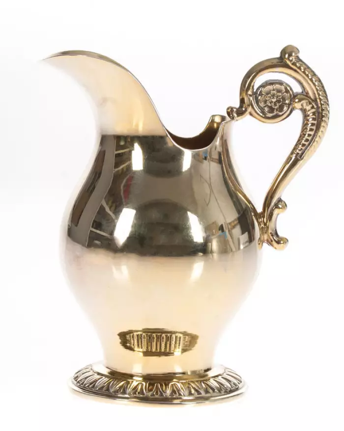 Gilded silver set - coffee pot, cream bowl, sugar-basin and tray
