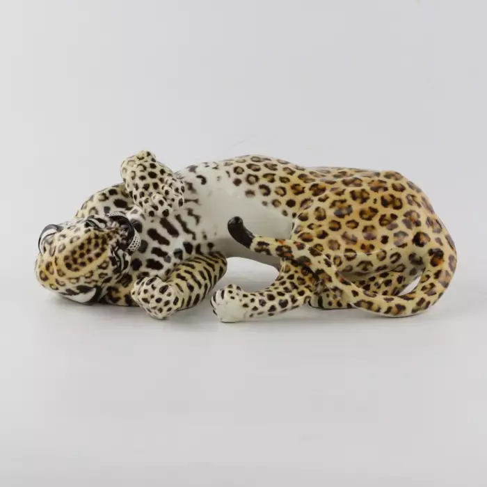 Nymphenburg Leopard Amidou par Hans Behrens, Allemagne des années 1960 